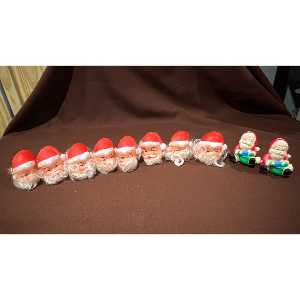 Lot of Vintage Christmas Santa Blow Mold Light Covers